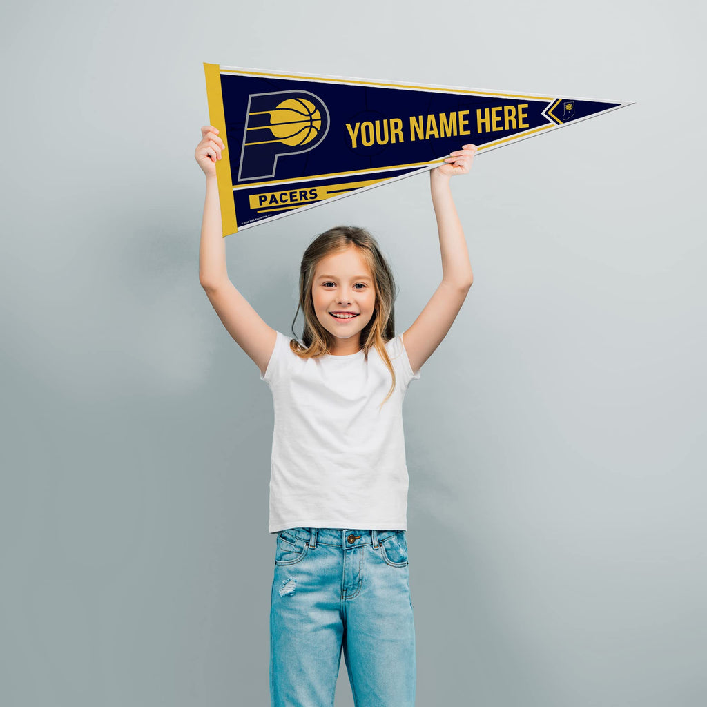 Rico Industries Nba Basketball Indiana Pacers Personalized - Custom 12'' X 30'' Soft Felt Pennant - Ez To Hang