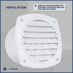 Five Oceans 7-Slotted Louvered Hose Vent, 4-Inch Hose Diameter, 2 Pack Air Hose Thru Vent, White Abs Plastic - Fo111-M2