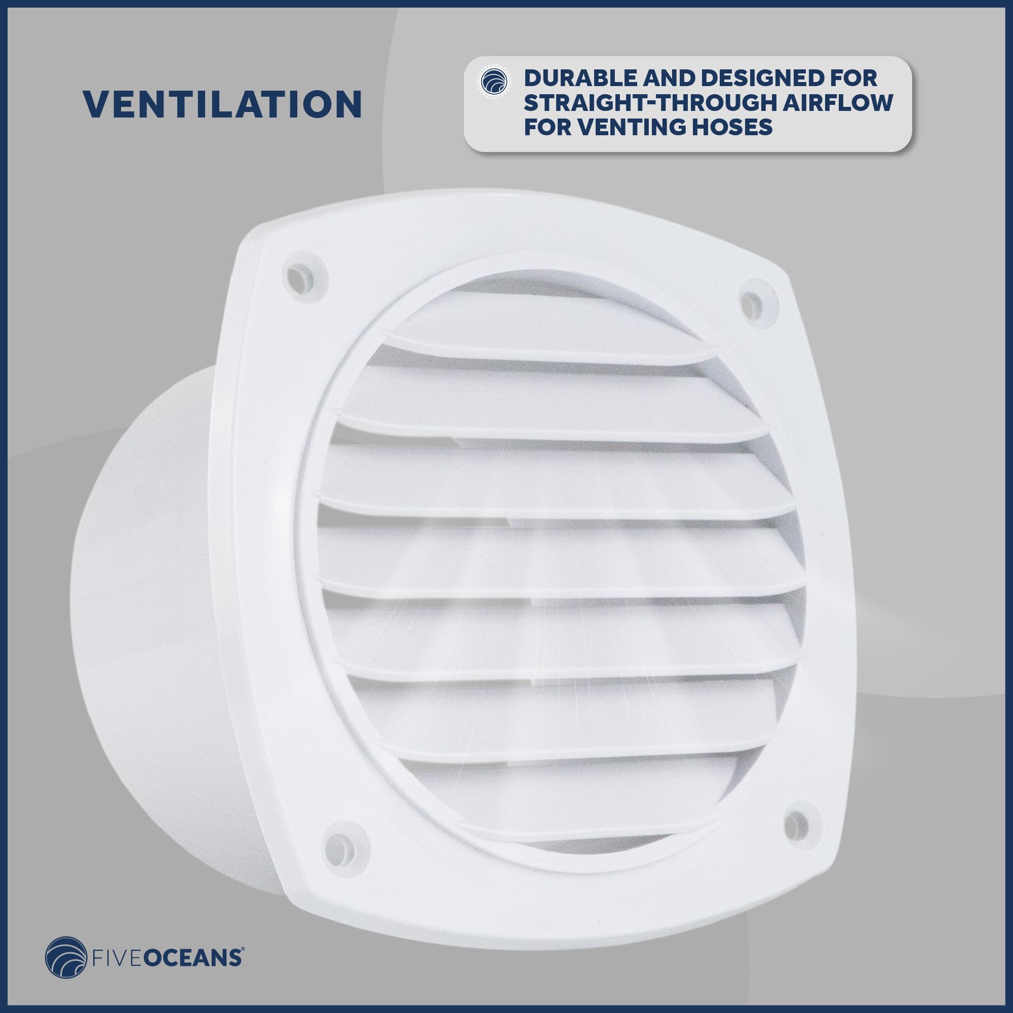 Five Oceans 7-Slotted Louvered Hose Vent, 4-Inch Hose Diameter, 2 Pack Air Hose Thru Vent, White Abs Plastic - Fo111-M2