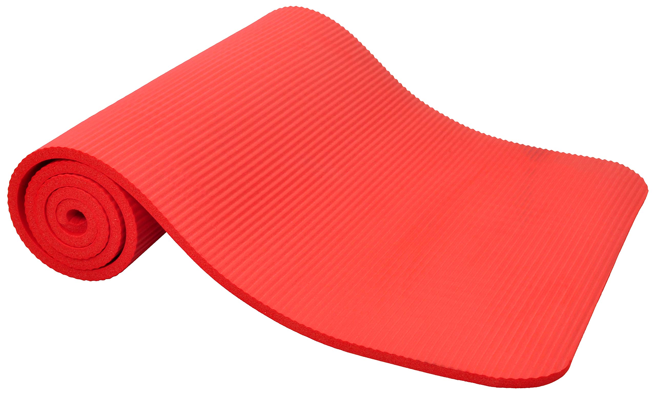 Fitvids 1/2-Inch Extra Thick High Density Anti-Tear Exercise Yoga Mat With Knee Pad And Carrying Strap, Red