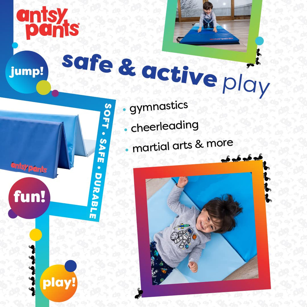 Flybar Antsy Pants Tumbling Mat - Gymnastics Mat, Easy To Clean Gym Mat, Sturdy, Foldable Tumbling Mat For Kids, Padded, Lightwe