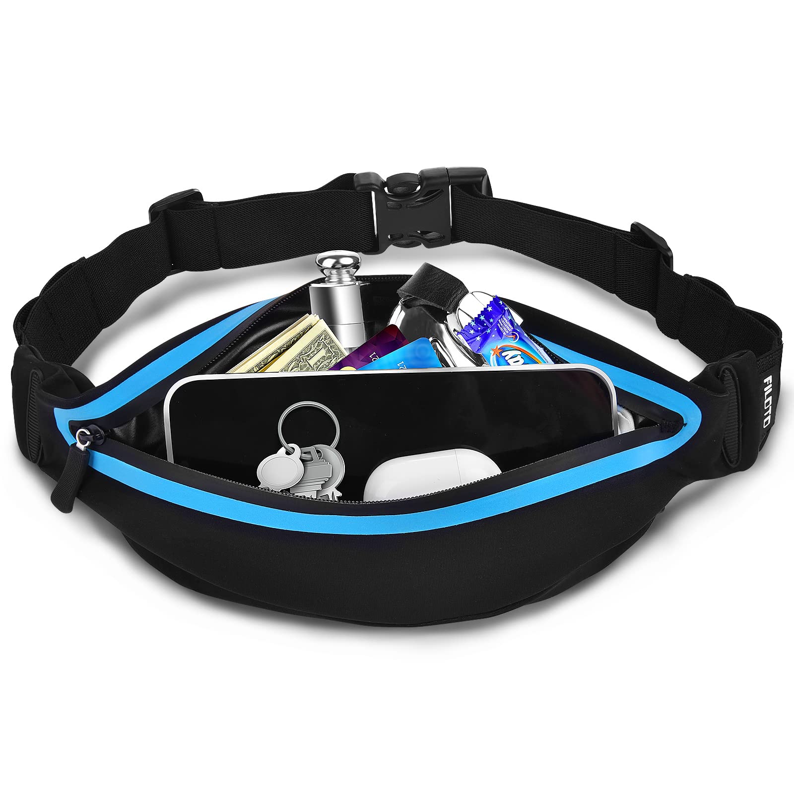 Filoto Running Belt, Running Waist Pack For Women  Men Usa Patented Hands-Free Reflective Runner Pouch Belt Fitness Workout Bag