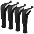 Golf Club Sock Long Neck Mesh Hybrid Putter Headcover Head Covers Interchangeable W/No. Tag (Black 4Pcs)