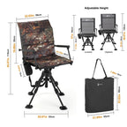 Arrowhead Outdoor 2-Pack Folding 360 Hunting Swivel Blind Chair With Removable Camouflage Seat Pad, Armrest, No-Sink Feet, Shoul