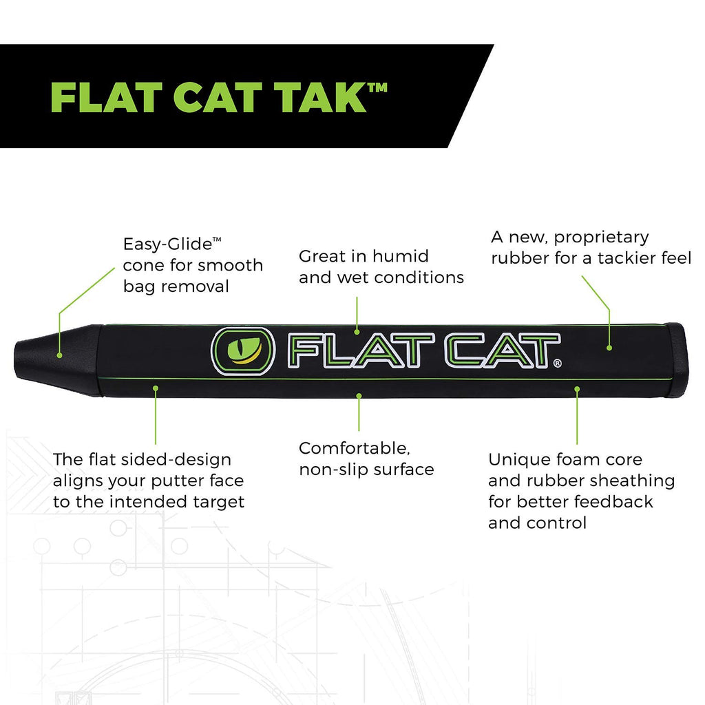 Flat Cat Tak Putter Grip Standard 8727, Slightly Oversized Rubber Non-Tapered Golf Grip, Flat Sides Put The Feeling Of A Square