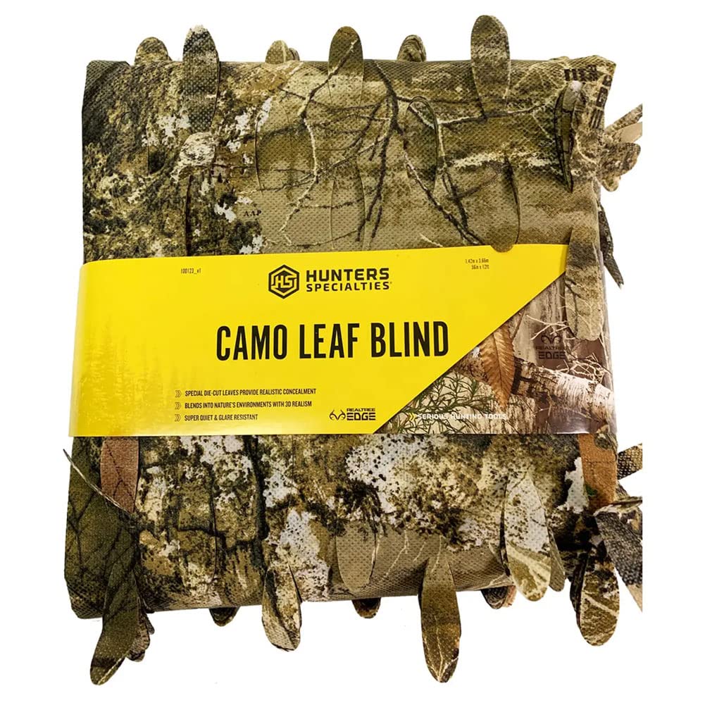 Hunters Specialties Camo Leaf Blind - Hunting Durable Lightweight Quiet Realistic Concealment Camouflage Accessory, Realtree Edg