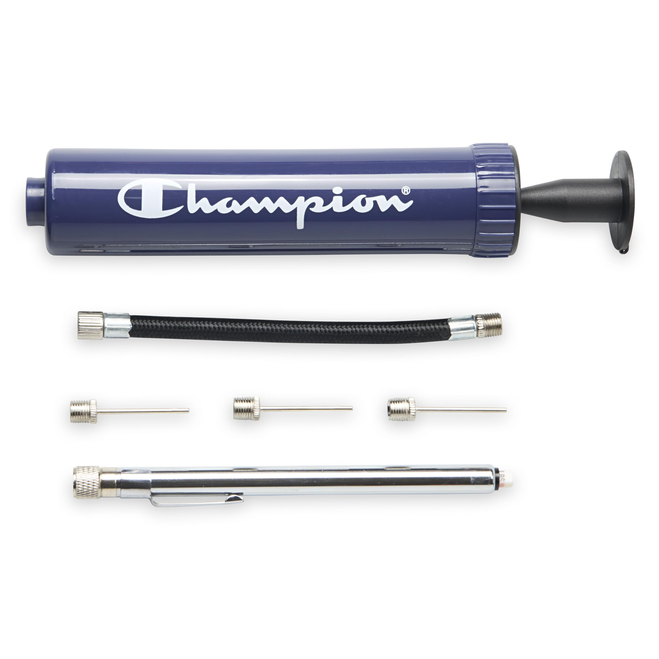Champion Replacement Hand Pump (Medieval Blue/Black) - Lightweight 7.5 Ball Inflator, with PSI Gauge, Hose, 3 Inflation Needles 