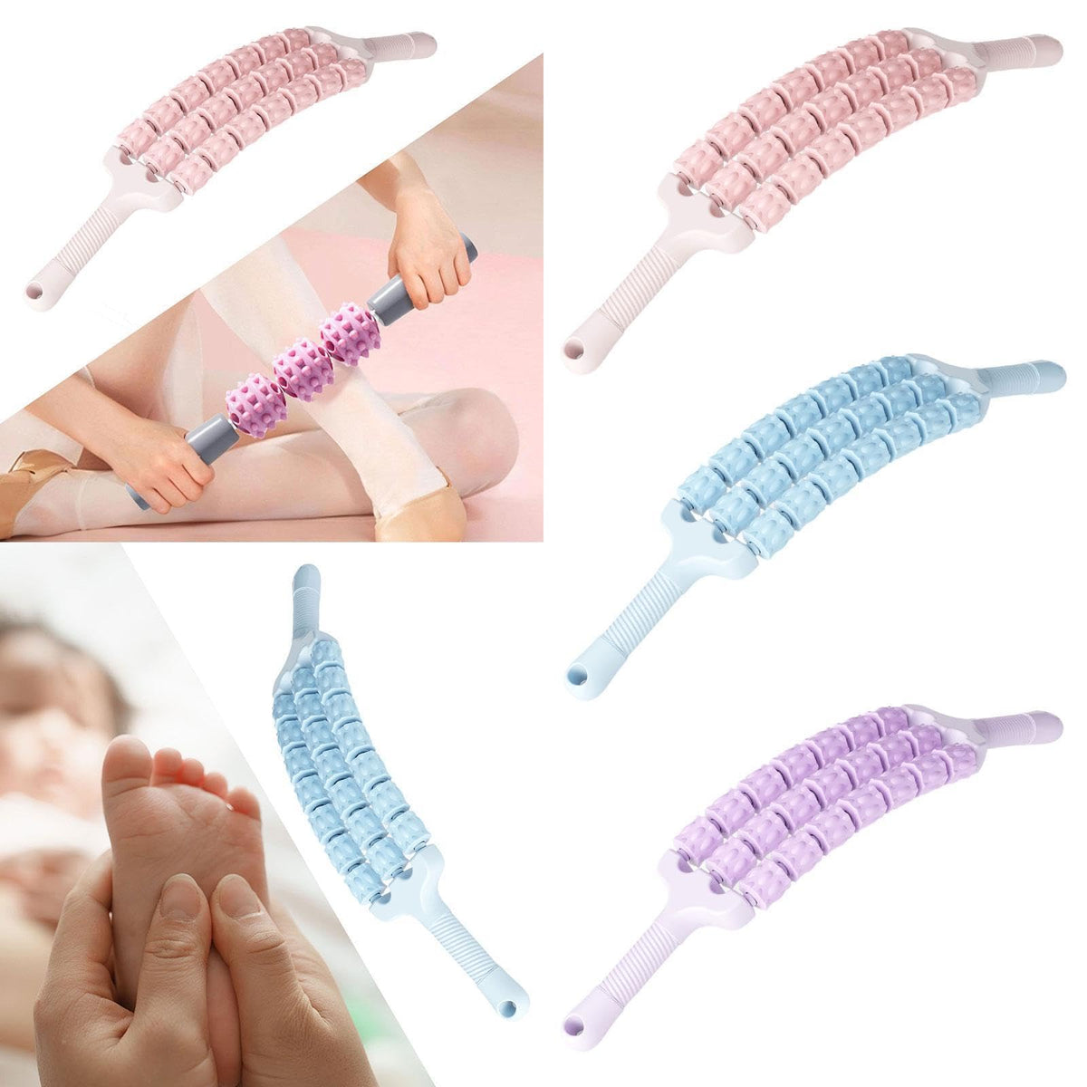 MERISHOPP Muscle Roller Portable Massage Roller Stick for Training Outdoor Indoor Back Pink | Sports Equipment | Outdoor Sports 
