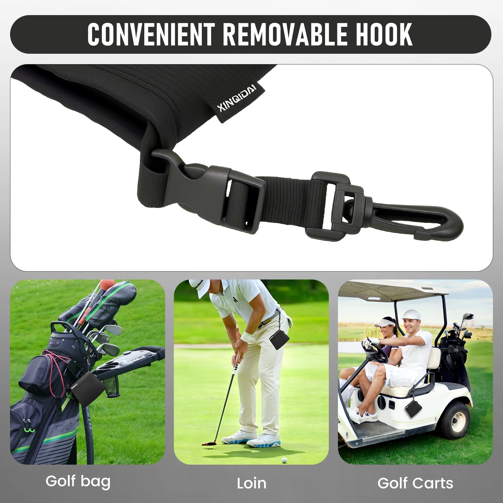 XINQIDAI Golf Club and Golf Ball Cleaning Bag - Cleans Club Grooves, Golf Bag Accessories,Waterproof Clean Face Tech, Detachable