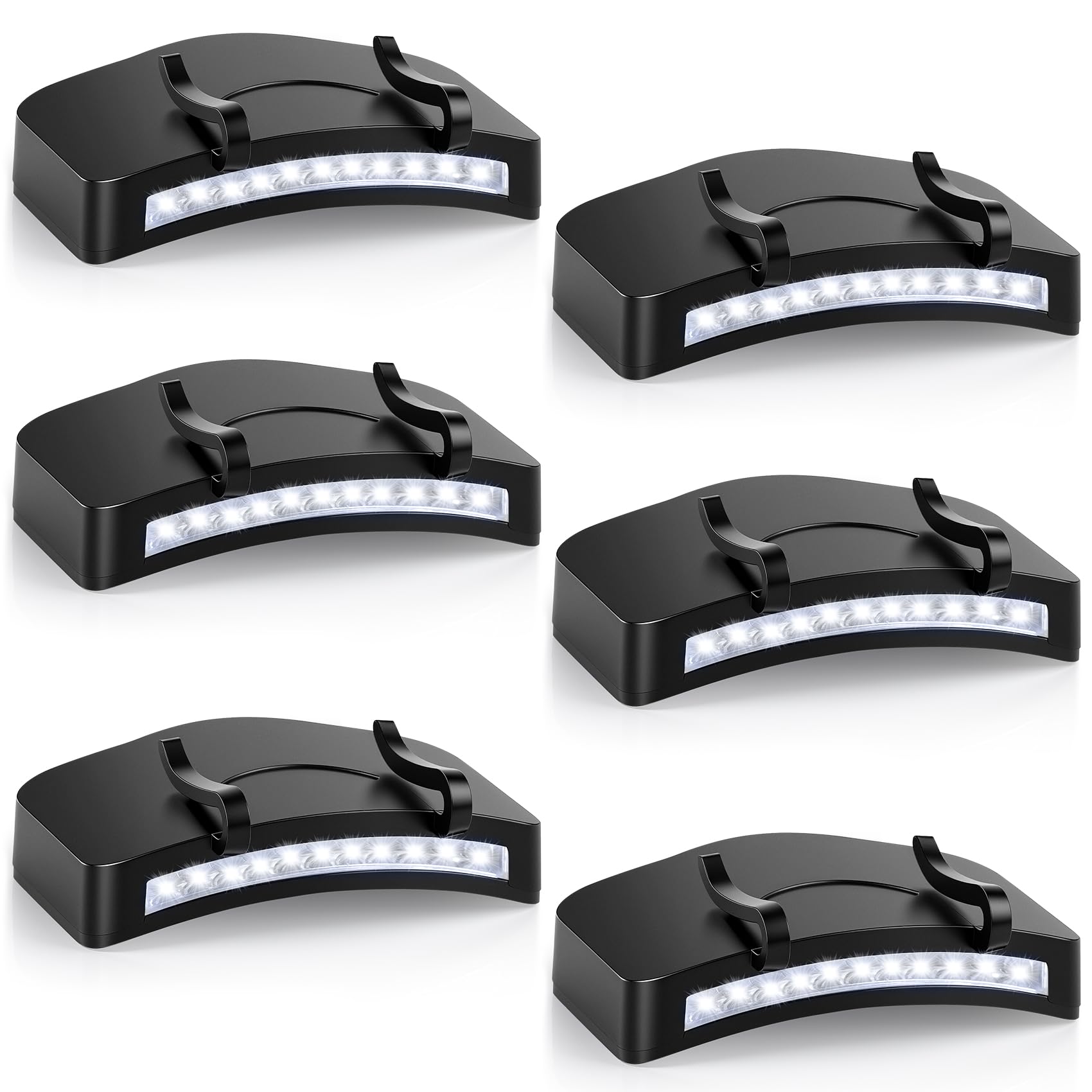 Lytoybe 6 Pcs Hat Clip Light, 11 LED Cap Lights Clip on Hat, IPX5 Waterproof Hands-Free Flashlight for Running, Working, Biking,