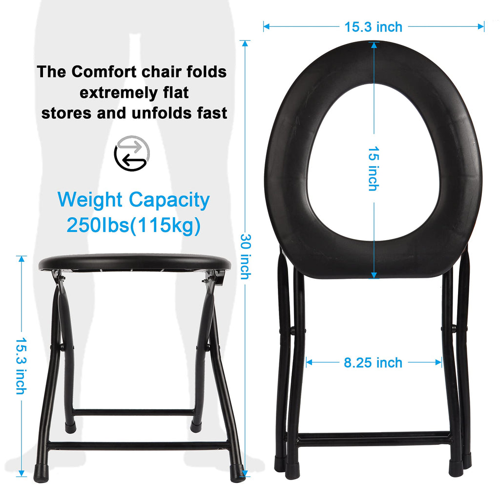 Hxsemayig Portable Toilet Seat, Stainless Steel Emergency Toilet, Folds Camping Toilet Seat, Convenient For Camping, Travel & Em