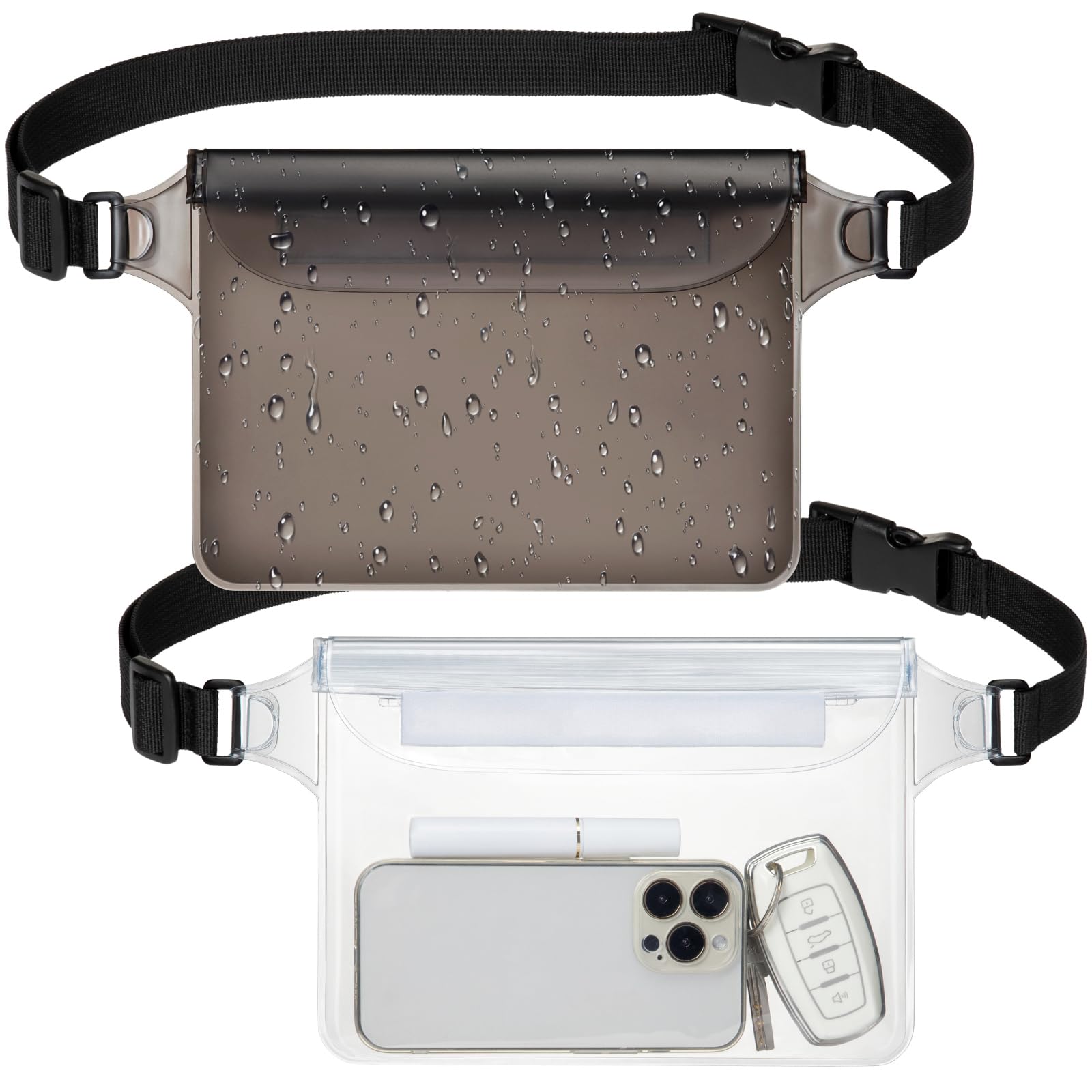 F-color Waterproof Fanny Pack - 2 Pack Waterproof Phone Pouch with Waist Strap - Cruise Essentials 2025 Must Haves Waterproof Po