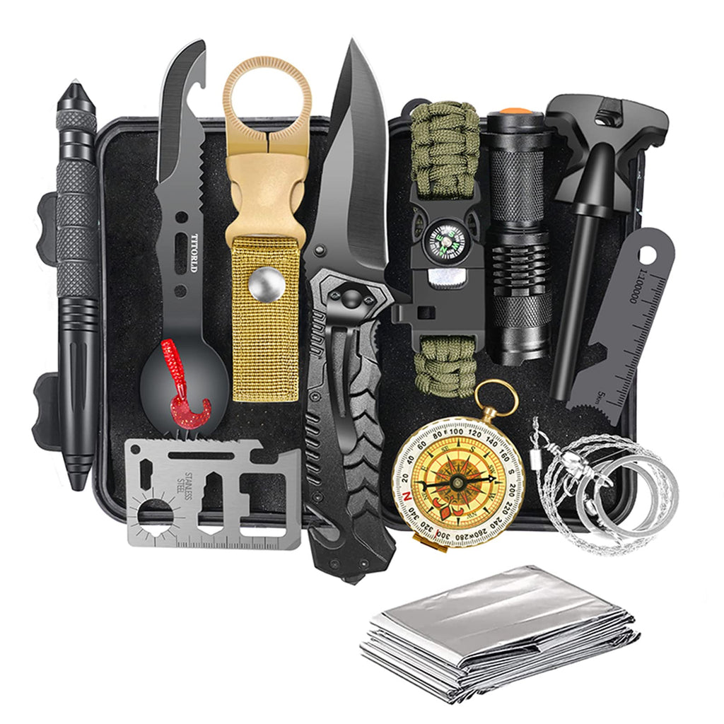 Survival Kit 14 In 1, Survival Gear And Equipment, Gifts For Men Dad Husband Him Valentines Day, Outdoor Fishing Hunting Camping
