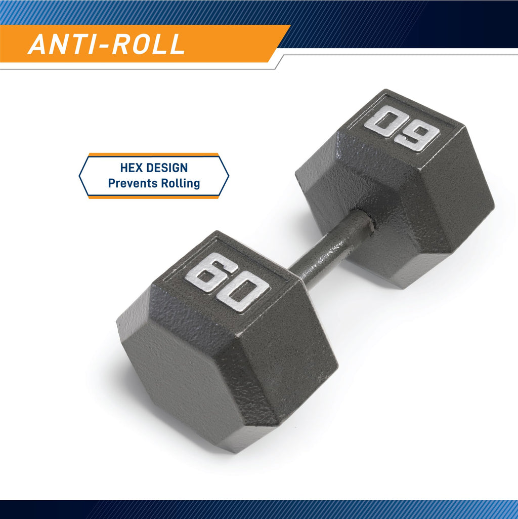 Marcy 60lb Cast Iron Hex Dumbbell, Single, IV-2060, Black, 60lbs