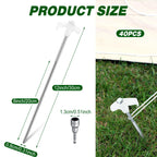 Hicarer 40 Pcs 12 Inch Tent Stakes Screw In Camping Stakes Heavy Duty Metal Spikes Ground Anchor Peg Threaded Tent Spikes With H