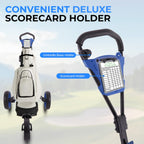Serenelife 3-Wheel Golf Push Cart - Lightweight Folding Walking Roller Trolley Bag Storage, Upper & Lower Bracket W/Elastic Stra