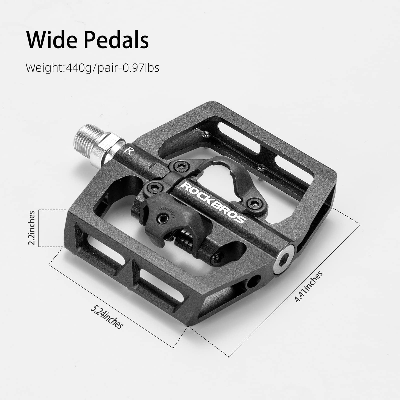 Rockbros Mtb Mountain Bike Pedals Compatible With Spd Mountain Bike Dual Function Sealed Clipless Aluminum Bicycle Flat Platform