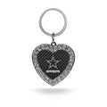 Rico Industries Cowboys - Carbon Fiber Design - Rhinestone Heart Keychain Mkh1801Cf Cowboys - Carbon Fiber Design - Rhinestone H