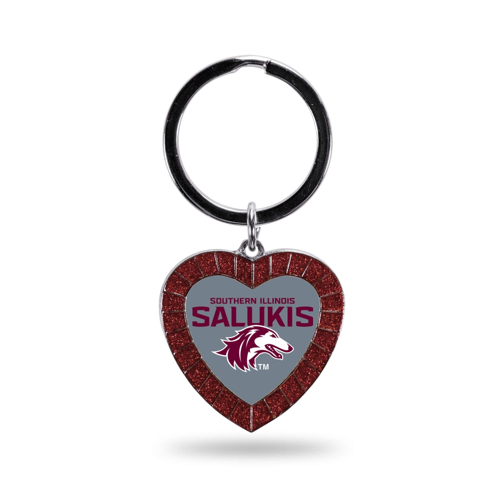 Rico Industries Ncaa Southern Illinois Salukis Ncaa Rhinestone Heart Colored Keychain, Maroon, 3-Inches In Length