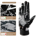 Goporoy Youth Football Gloves For Kids Excellent Grip Football Receiver Gloves, Icy Black Youth Xs/S
