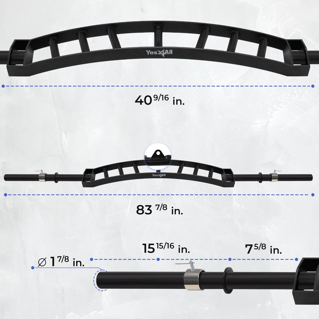 Yes4All Multi Grip Barbell & Cable Attachment, Curved Swiss Barbell For Greater Range Of Motion, 600 Lbs Capacity