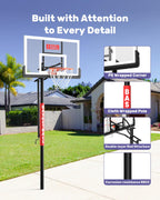 IGL In Ground Basketball Hoops Outdoor, 10ft Height Adjustable In Ground Basketball Goal, Inground Basketball Hoop with 52 Inch