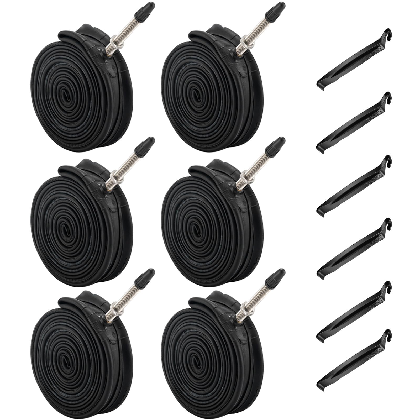 6 Pack 700c Bike Tire Tube 700 x 23c 25c 28c 30c 32c 35c 38c 40c 42c Road Bike Tubes 700C Inner Tube 48mm Presta Valve Butyl Rub