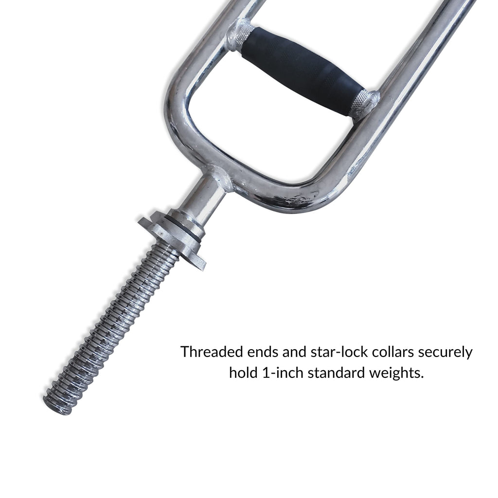 Cap Barbell 34'' Regular Threaded Tricep Bar With Rubber Grips | 1-Inch Diameter, Black