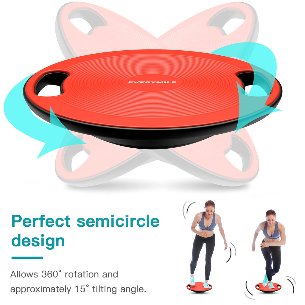 Everymile Wobble Balance Board, Exercise Balance Stability Trainer Portable With Handle For Workout Core Physical Therapy & Gym
