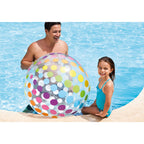 Intex Jumbo Inflatable Glossy Colorful Transparent Pvc Giant Beach Ball W/Repair Patch In Polka-Dot Or Rainbow Stripes For Ages