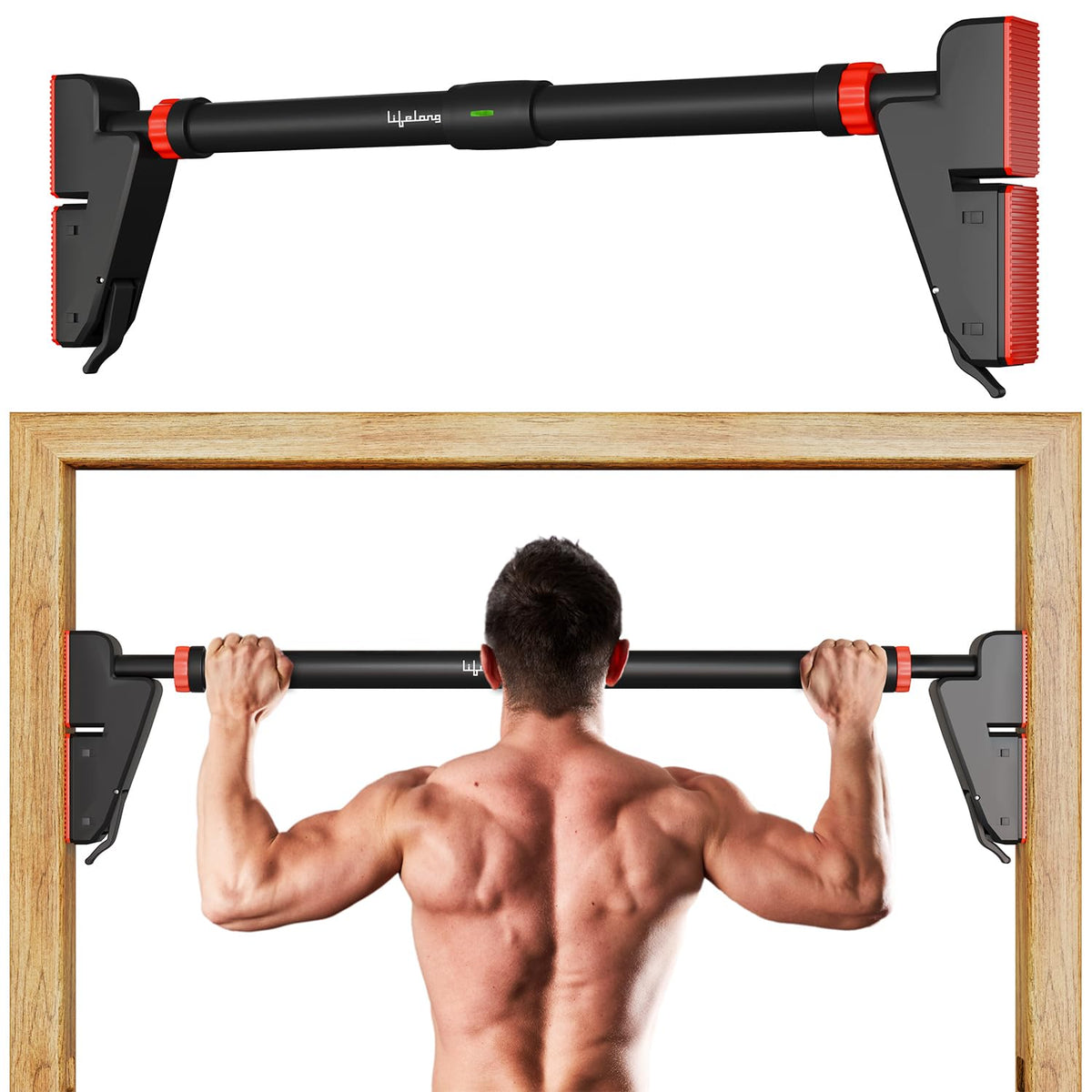 Lifelong Adjustable PullUp Bar For Home Gym | No Screws Hanging Bar, Adjustable Length (76100Cm), Doorway ChinUp Bar, Gym Equ