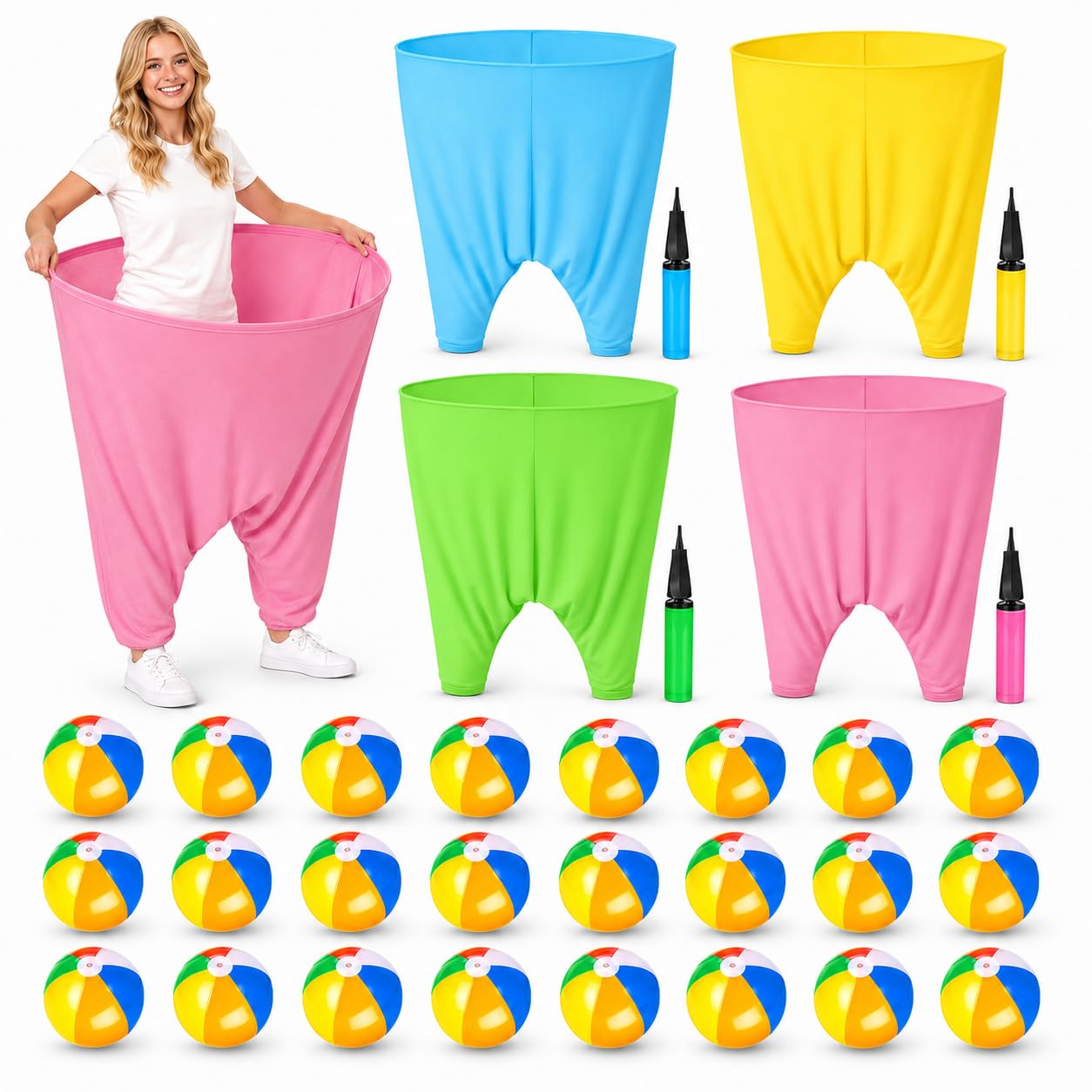 Granny Pants Yard Game,Giant Pants Outdoor Game,Oversized Pants Tossing Game with 24 Bouncy Balls and 4 Pumps Backyard & Outdoor