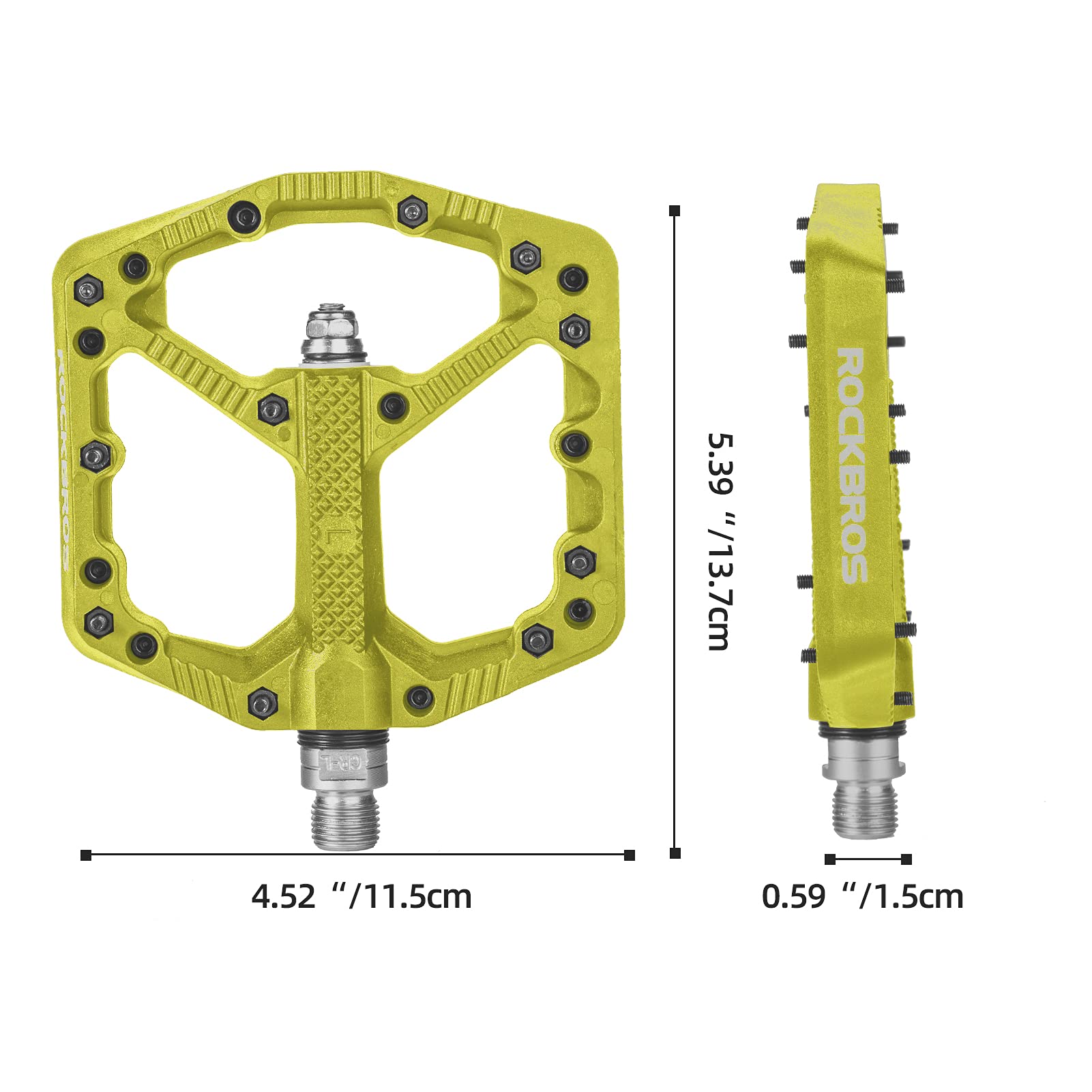 Rockbros Mountain Bike Pedals Flat Mtb Pedals Nylon Fiber Bicycle Platform Pedals For Road Mountain Bmx Mtb Bikes Green