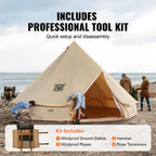 Vevor Canvas Bell Tent, Yurt Tents 4 Seasons 7 M/22.97 Ft, Canvas Tents For Camping With Stove Jack Holds Up To 12 People, Famil