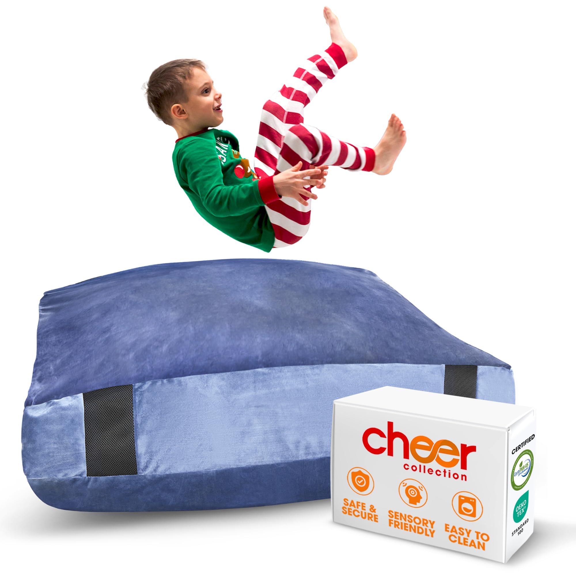 Cheer Collection Crash Pad - Crash Pads for Kids Sensory with Washable Cover - Sensory Room Must Haves - Crash Mat (4 x 4 FT)