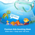Kids Snorkel Swim Mask, Child Diving Mask Anti-Fog Swim Goggles With Nose Cover For Snorkeling Diving Swimming (Aqua)