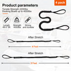 Bungee Dock Lines, 4 Feet Bungee Shock Cords Bungee Docking Rope Mooring Rope For Boat,Pwc,Jet Ski,Pontoon,Kayak,Canoe,Power Boa