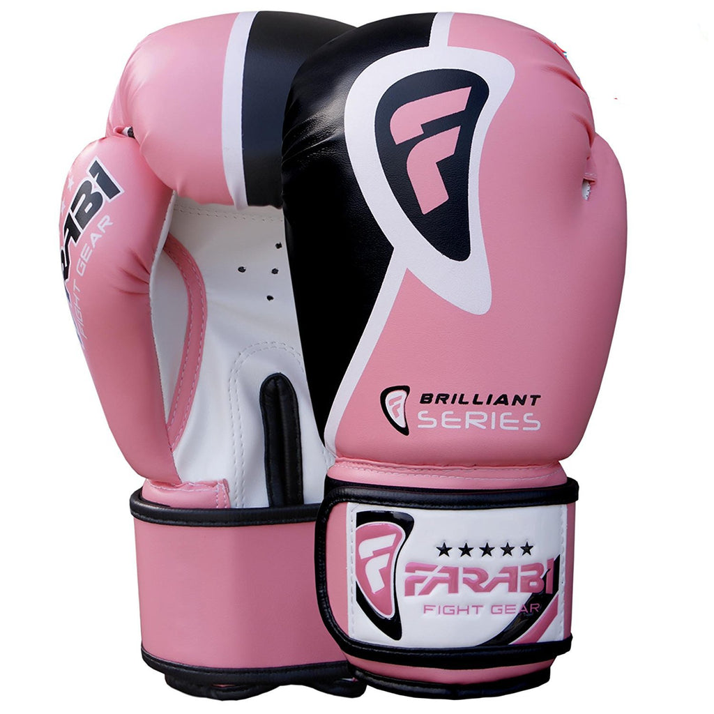Farabi Pro Fighter Boxing Gloves Sparring Gym Bag Punching Focus Pad Mitts (Pink, 10Oz)