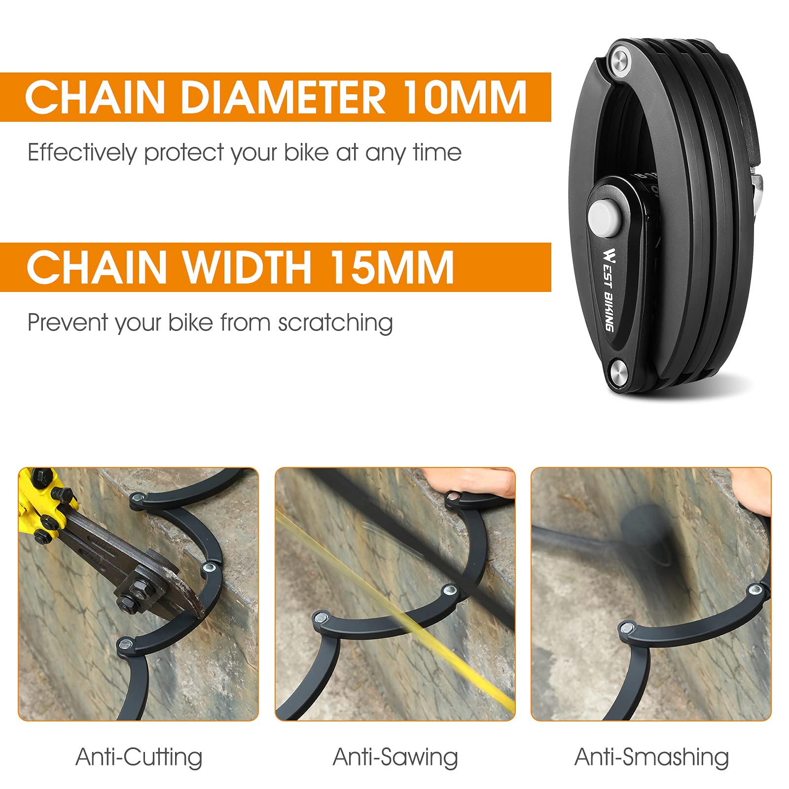 Chimona Bike Foldable Lock, 4-Digit Anti   Theft   Combination   Bicycle   Lock, Security Level 6 Heavy Duty Folding Bike Lock,