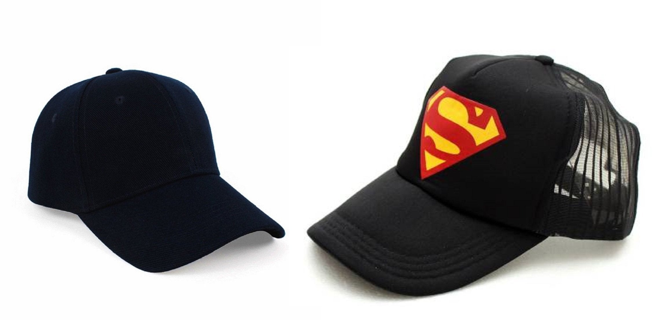 Michelangelo Yellow Superman Half Net Baseball Cap And Black Baseball Unisex Cap Combo