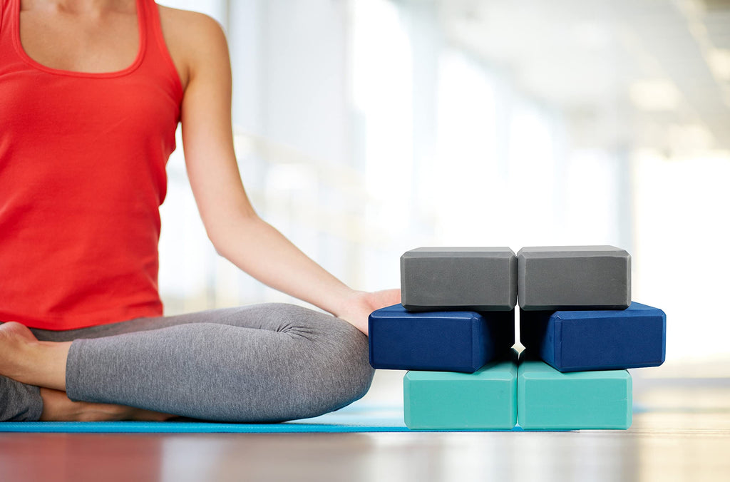 Exerz Yoga Blocks 2Pcs Gym Bricks High Density Eva Foam 9 X 6 X 3 Inches