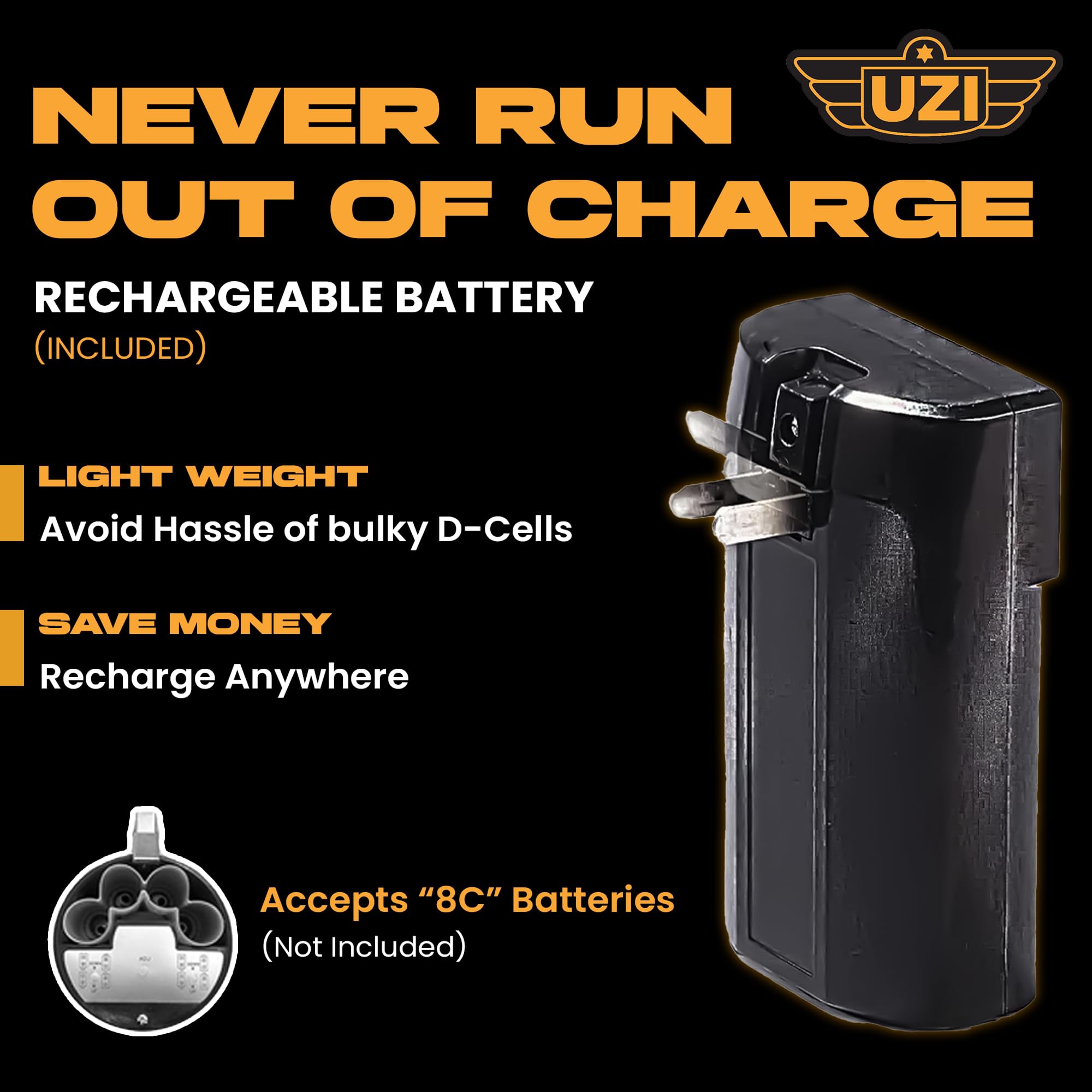Uzi High Power Loud Big Bluetooth Megaphone 50W, Real Siren, Bullhorn, Rechargeable Battery, Portable Speaker, Pa System, Adjust