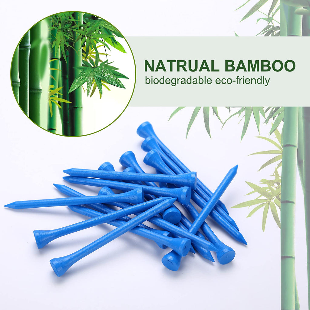 Gfgl Golf Tees (Blue) Durable Bamboo Tees 100Pcs 3-1/4'' Friendly Biodegradable Material Reduce Friction Side Spin More Stable