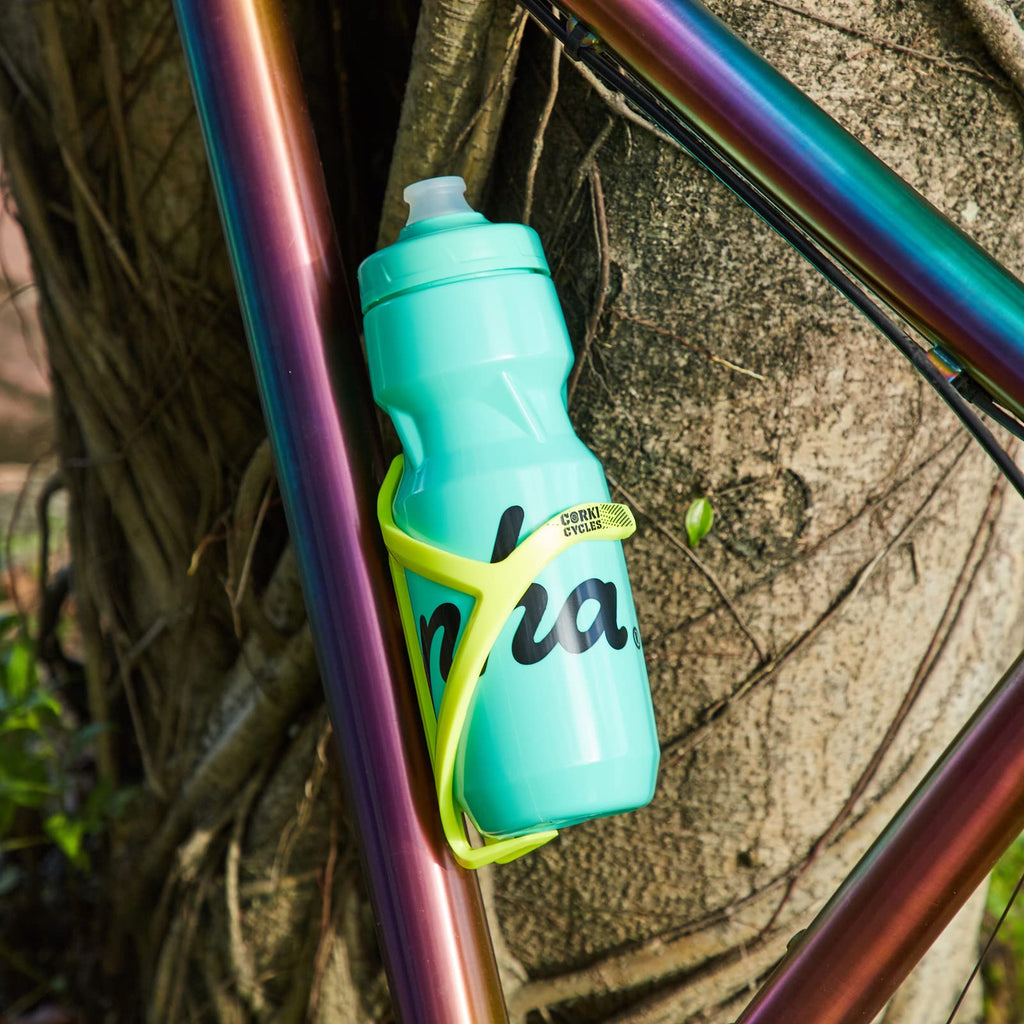 Corki Cycles Bike Water Bottle Holder, Right Side Pull Water Bottle Cage For Road & Mountain Bikes Yellow 2-Pack