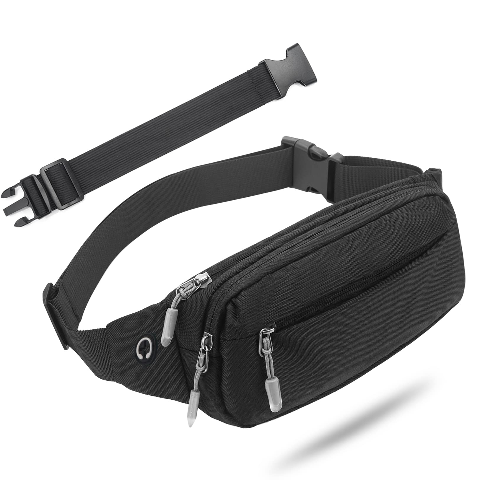 USHAKE Fanny Pack Waist Packs with Extender for Men Women, Waist Pouch Bag Hip Pack with 3-Zipper Pockets Adjustable Straps for 