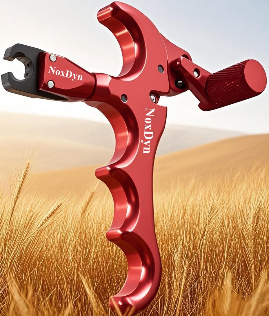Noxdyn Archery Compound Bow Release 360 Rotatable Thumb Release For Hunting Accessories (Red)