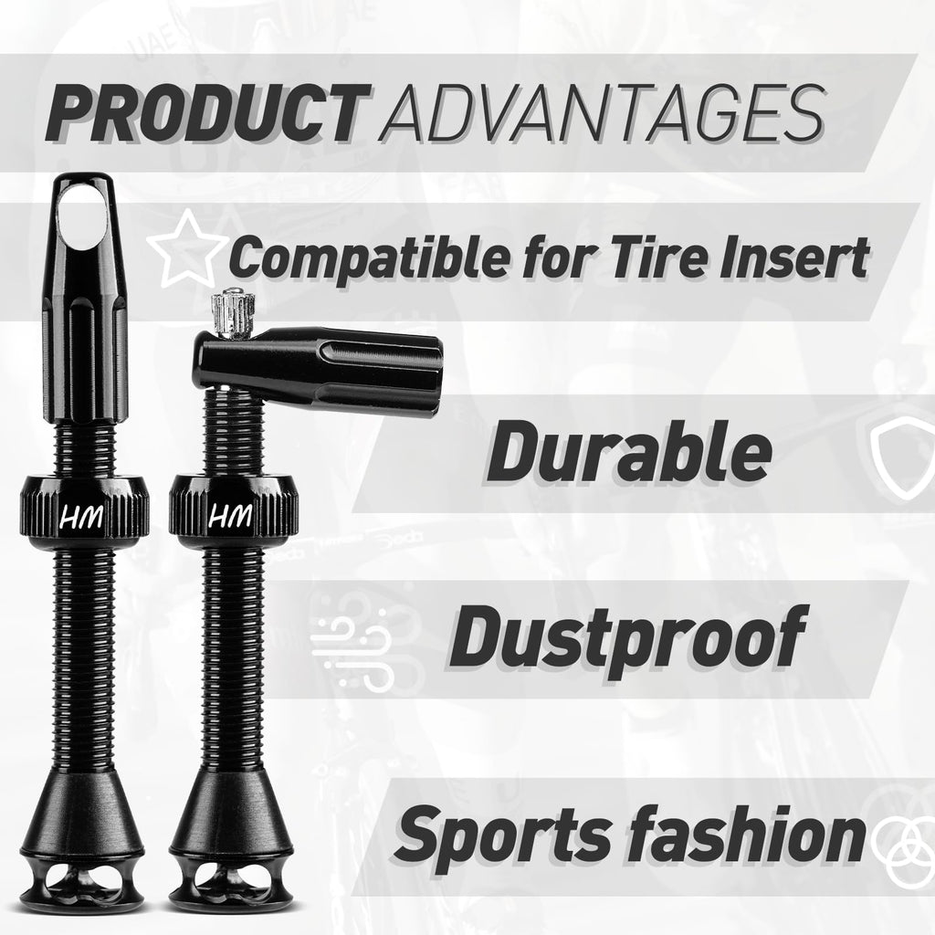 Hakula Matata Tubeless Presta Valve Stem 60 Mm, Super Light Alloy Tubeless Tire Valve Stems With Caps Integrated Core Removal To