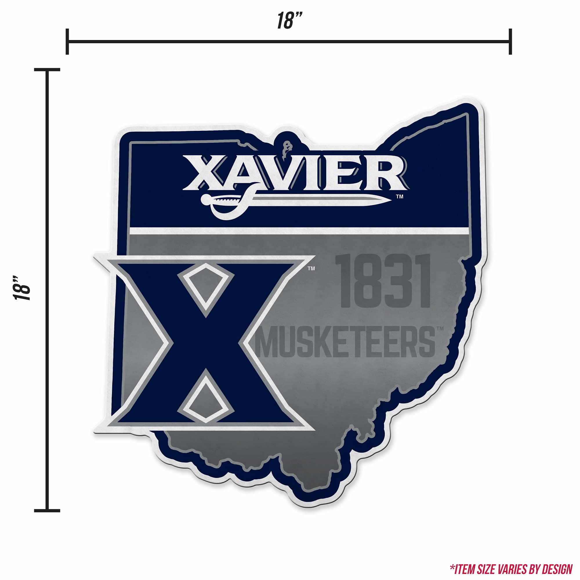 Rico Industries Ncaa Xavier Musketeers State Shape Shape Cut Pennant - Home And Living Room D  Cor - Soft Felt Ez To Hang