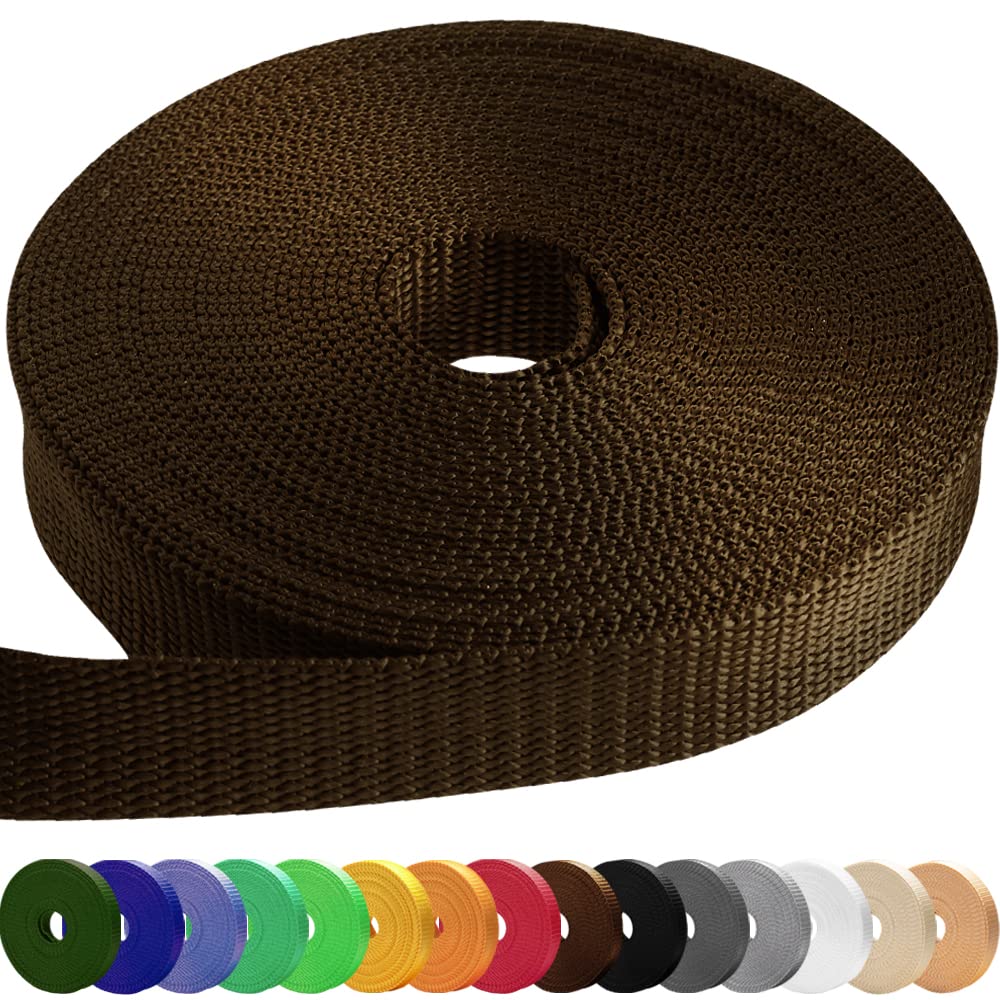 Teceum 1 Inch Webbing - Brown - 10 Yards - 1    Webbing For Climbing Outdoors Indoors Crafting Diy Nw