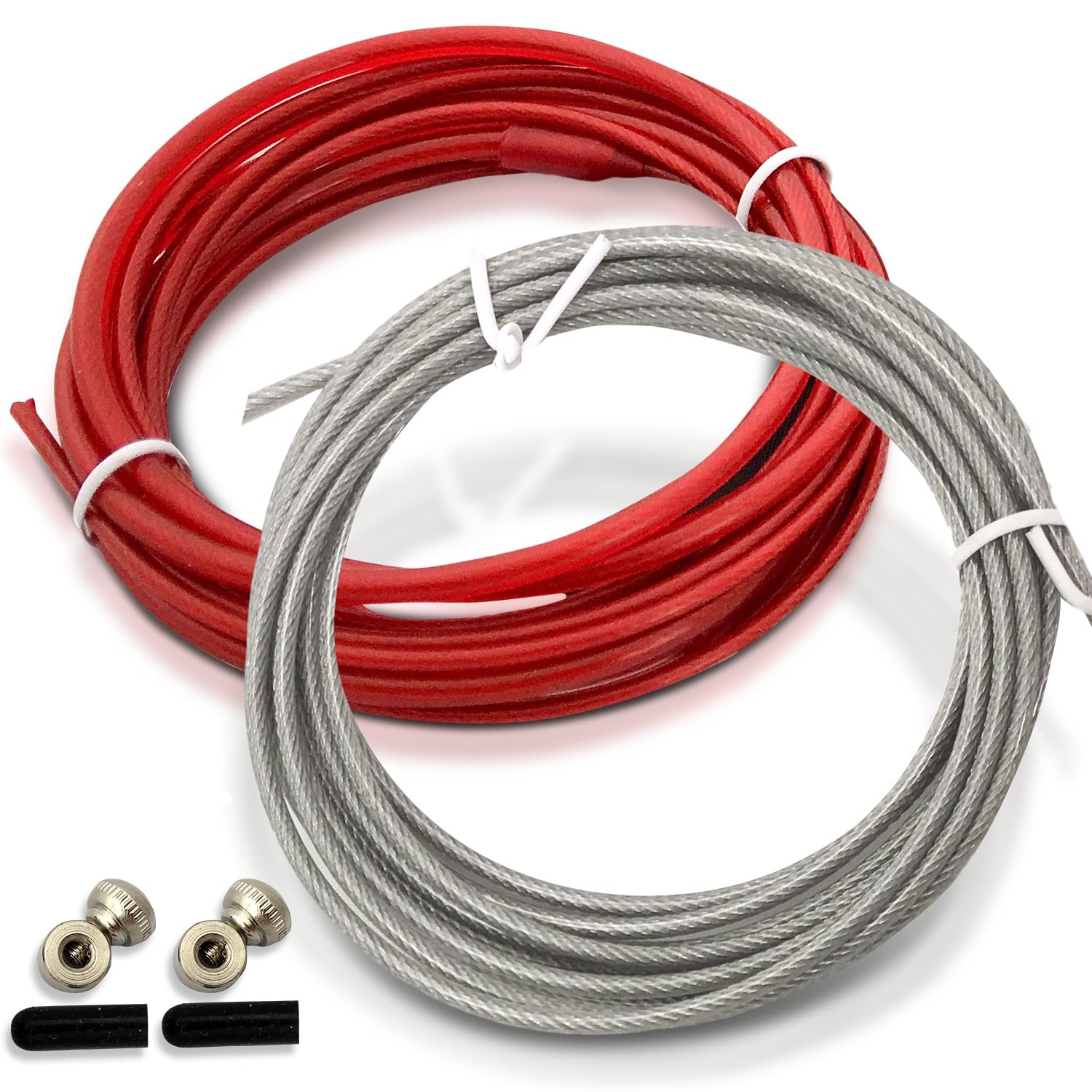 Fit Vikings Replacement Cable For Speed Jump Rope - 2 X 10Ft Replacement Cords - With Screws And End Caps